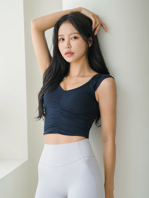 Fluid Shirring Short Sleeves